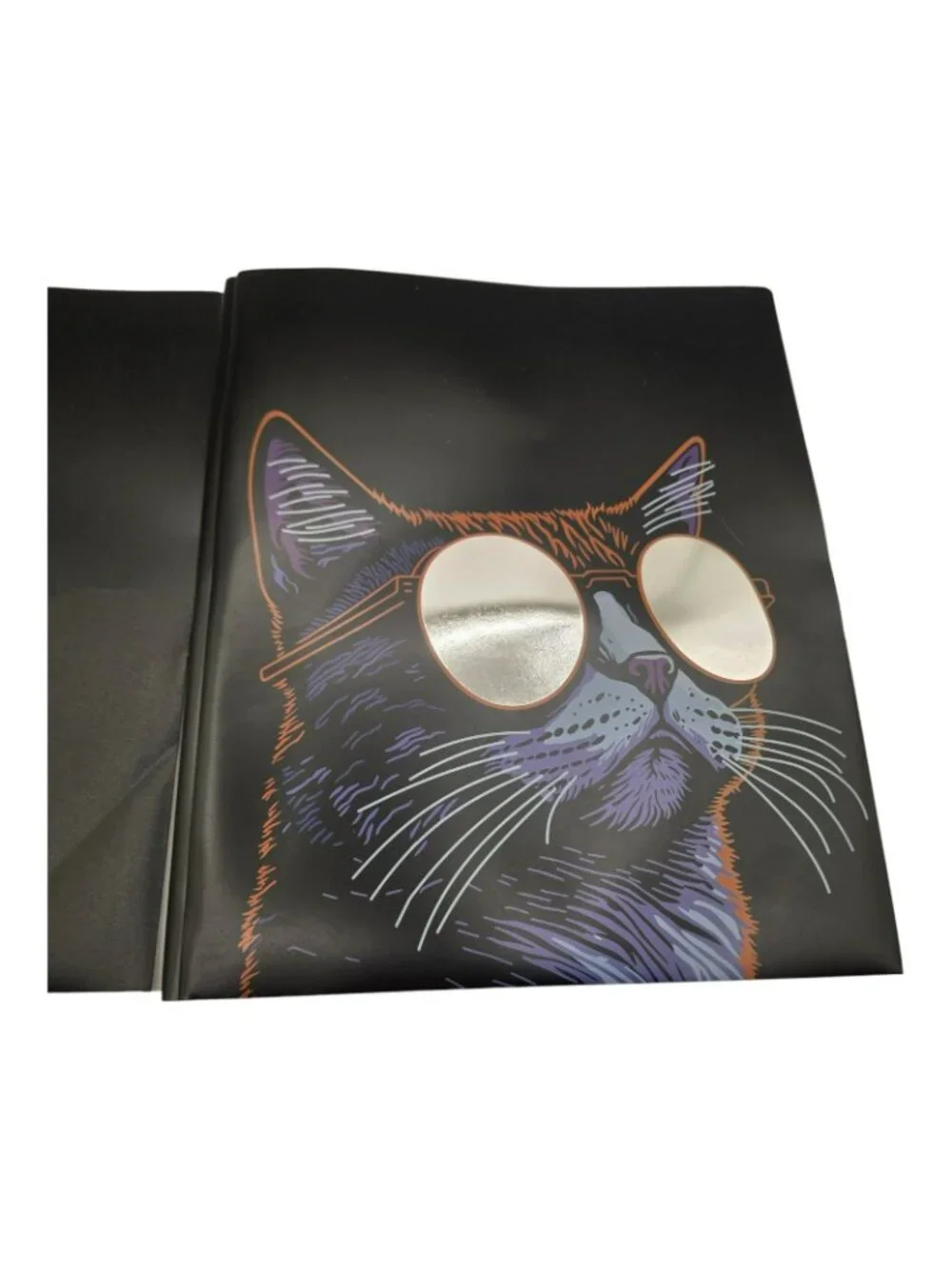 Cool Cat Design Pen + Gear Prong Poly Folders 9.4x11.4 Inch 2-Pack Black Glossy
